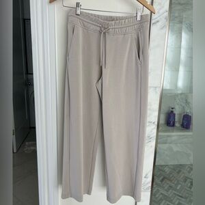 Bone color crop flare drawstring pants
